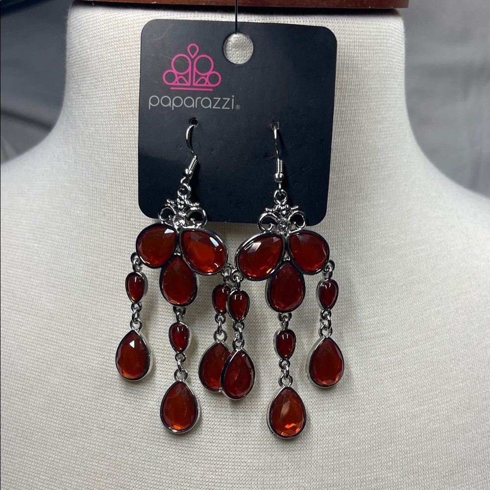 Paparazzi Fiery Orange Teardrop Earrings